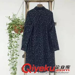 9月24日新品 2015秋冬新款日系森女系復(fù)古文藝碎花翻領(lǐng)長袖中長款襯衫女3240