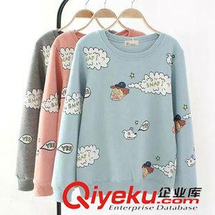 9月24日新品 秋新品森女日系時(shí)尚云朵男孩抓絨圓領(lǐng)套頭衛(wèi)衣 3232原始圖片2