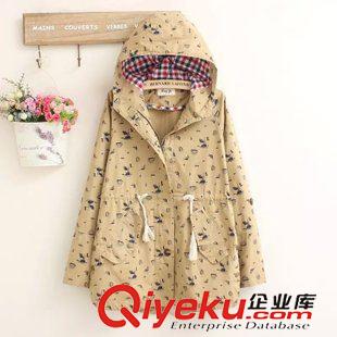 9月22日新品 秋季新款日系森女系寬松連帽帆船長印花風(fēng)衣外套 女3167原始圖片2
