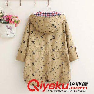 9月22日新品 秋季新款日系森女系寬松連帽帆船長印花風(fēng)衣外套 女3167原始圖片3