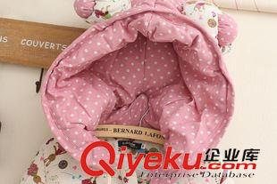 9月22日新品 2015冬季新品 可愛印花蝴蝶結(jié)連帽棉衣中長款棉服加厚棉衣 3184