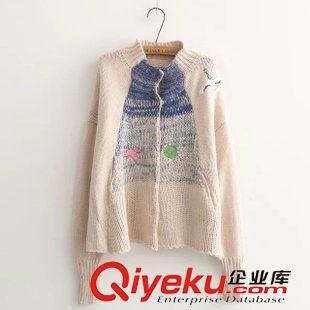 9月14日新品 2015秋季日系森女系刺繡卡通可愛圖案A字型毛衣 女2888