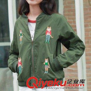 9月14日新品 秋冬新品學(xué)院風(fēng)小貓刺繡夾克棒球短外套 女2899