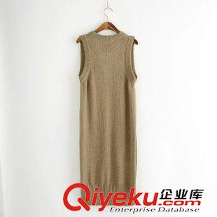 9月10日新品 2015秋季日系森女系V領(lǐng)單排扣口袋側(cè)面開(kāi)叉針織馬甲 2734