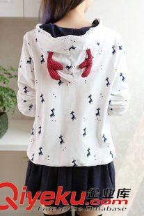 9月8日新品 2015秋季新款 日系森女系 全身小鹿連帽長(zhǎng)袖棉質(zhì)衛(wèi)衣 女2594原始圖片2
