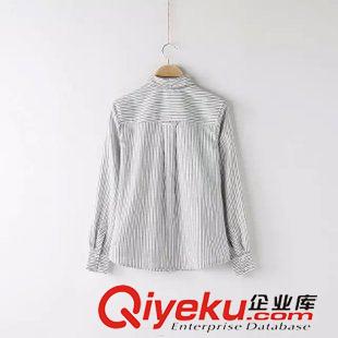 9月8日新品 秋冬新款日系森女系復古百搭寬松條紋翻領長袖襯衫 襯衣 女2578原始圖片3