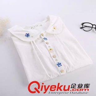9月6日新品 2015秋季日系森女系寬松印刺繡小魚長袖襯衫 襯衣 女2492原始圖片2