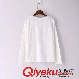 9月6日新品 2015秋季日系森女系簡(jiǎn)約光版領(lǐng)口系帶長(zhǎng)袖T恤 女2494原始圖片2