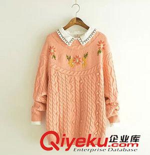 9月6日新品 日系森女系 復古文藝棉麻貼布愛心刺繡長袖T恤  女2503