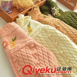 9月6日新品 2015秋季日系森女系圓領麻花繡花立體球球套頭毛衣 女2497原始圖片2