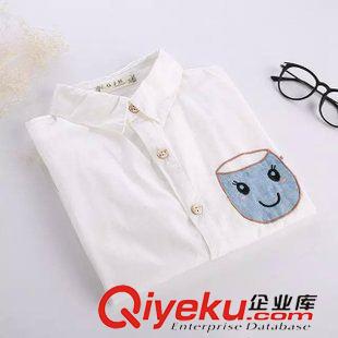 9月6日新品 2015秋季日系森女系印花茶杯刺繡長袖襯衫 襯衣 女2491原始圖片3