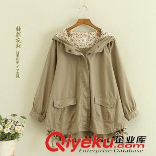 9月5日新品 日式森林系15年新款純色連帽寬松拉鏈長袖外套女裝短款風衣2465原始圖片2