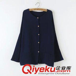 9月5日新品 2015秋季日系森女系圓領(lǐng)單排扣棉麻外套 女2479原始圖片2
