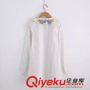 9月5日新品 2015秋季日系森女系領(lǐng)子繡花點(diǎn)點(diǎn)長(zhǎng)袖襯衫 女2474原始圖片2