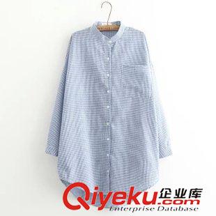 9月2日新品 秋季新款細格子拼接襯衣女秋新款翻領(lǐng)長袖日系寬松長版襯衫2443