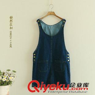 9月1日新品 日系森女系2015秋裝新款純色牛仔背帶裙女裝金屬扣無袖連衣裙2437原始圖片2