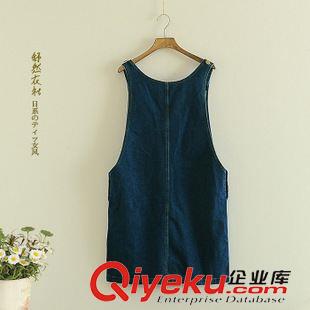 9月1日新品 日系森女系2015秋裝新款純色牛仔背帶裙女裝金屬扣無袖連衣裙2437原始圖片3