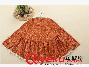 8月31日新品 秋森林系清新文藝百搭長袖圓領襯衫襯衣娃娃衫 女2405原始圖片3