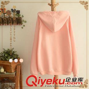 8月31日新品 日系森女系2015秋季女裝 休閑英文繡花連帽系帶棉長袖衛(wèi)衣 2404原始圖片3
