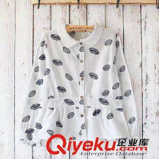 8月31日新品 文藝小清新白襯衣襯衫 秋季新款純棉刺繡大象長袖開扣襯衫女 2401原始圖片2
