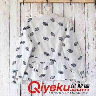 8月31日新品 文藝小清新白襯衣襯衫 秋季新款純棉刺繡大象長袖開扣襯衫女 2401原始圖片3