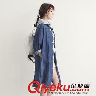 8月31日新品 2015新款韓裝zp代購(gòu)深藍(lán)色純棉可去除帽2379原始圖片2