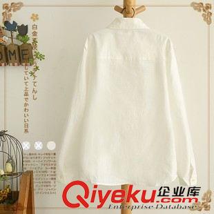 8月29日新品 幾何圖案刺繡領(lǐng)棉麻長袖襯衫白金天使日系森女系2328原始圖片3