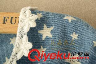 8月27日新品 日系森女秋裝甜美星星印花牛仔外套小清新蕾絲花邊小開(kāi)衫女2282原始圖片3
