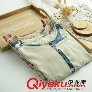 8月25日新品 新款日系森女文藝復古水墨畫棉麻長袖開衫百搭清涼薄款外套2258原始圖片2