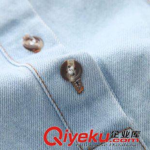 8月25日新品 2015秋冬新款日系森系小立領(lǐng)口袋純色長袖中長款牛仔襯衫女2253原始圖片2