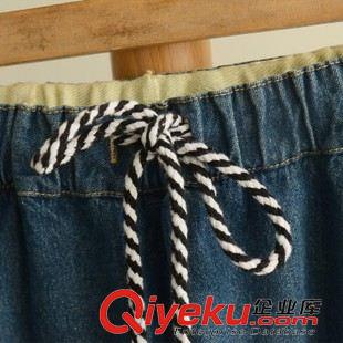 8月24日新品 俏皮貓咪松緊腰系帶棉牛仔半身裙日系森女系2015秋季女裝新款2197原始圖片3