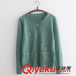 8月23日新品 日系森女系學(xué)院風(fēng)可愛刺繡撐傘小人長(zhǎng)袖針織毛衣開衫女 2163