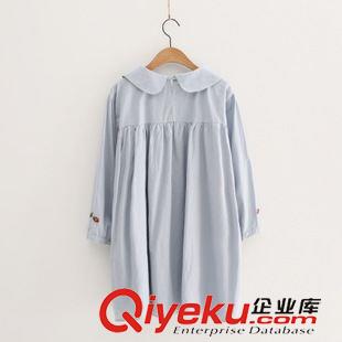 8月22日新品 日式森林系 15年秋裝新款 娃娃領(lǐng)長袖刺繡休閑百搭連衣裙 2100