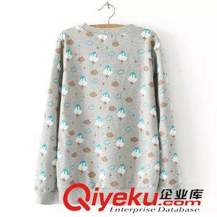 8月20日新品 2015秋季閃電云印花毛圈衛(wèi)衣女士圓領(lǐng)長袖外套 女2075