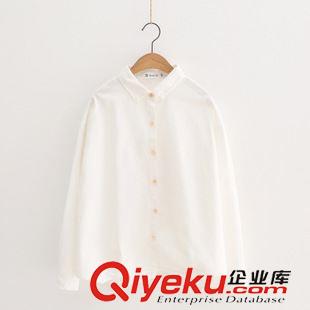 8月19日新品 秋季新款日系森系小清新翻領純色棉麻長袖百搭打底襯衫BX2052