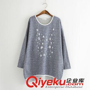 8月19日新品 春秋季新款韓版大碼女裝長袖圓領t恤字母圖案寬松顯瘦打底衫2062