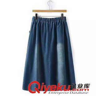8月14日新品 2015秋季日系森女系簡單松緊腰遛狗牛仔裙 1906原始圖片2
