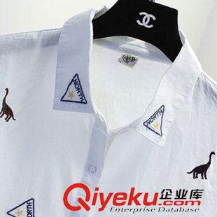 8月14日新品 2015秋季新品森女日系時尚刺繡恐龍開衫襯衫女 1901原始圖片3