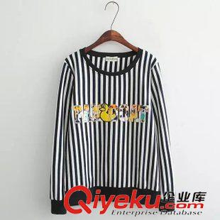 8月13日新品 2015秋季日系森女系寬松立領西瓜印花長袖襯衫 女 1876