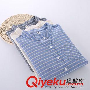 8月13日新品 秋冬新款口袋格子立領圓領棉麻寬松襯衫女長袖上衣復古小清新1881原始圖片2