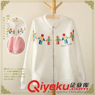 8月13日新品 秋裝情侶裝印花小人短外套太空棉棒球服女長(zhǎng)袖寬松休閑夾克衫1886