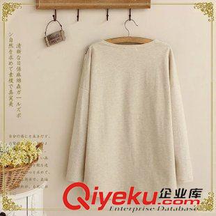 8月7日新品 森女系 2015秋季新品純棉小毛圈旋轉(zhuǎn)木馬印花長袖圓領(lǐng)T恤 1705原始圖片2