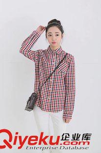8月5日新品 2015秋季日系森女系寬松棉麻彩格子印花長袖襯衫 襯衣 女1655原始圖片2