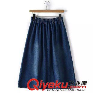 8月5日新品 2015年新品韓版時(shí)尚潮扣子牛仔裙開叉大擺牛仔半身長裙 1656原始圖片2