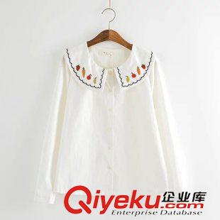 8月4日新品 秋裝新款甜美日系娃娃領(lǐng)水果領(lǐng)長袖學生裝襯衫 襯衣 女 1631原始圖片3