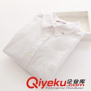 8月3日新品 秋裝新款百搭純白全棉清新拼接長袖刺繡打底襯衫女式襯衣1590