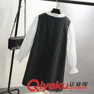 8月3日新品 廠家直銷2015秋新品森女日系時尚拼接條子連衣裙短裙女批發(fā)1605