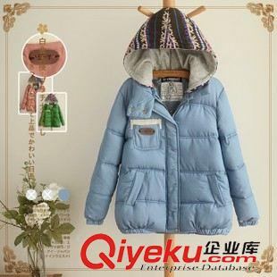 未分類 2015冬裝新款 女簡約純色貼布連帽女款長袖加厚保暖棉衣 女3379