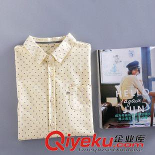 外套 批發(fā) 秋冬 日單森女系點(diǎn)點(diǎn)清新襯衣 高檔長(zhǎng)袖修身女式襯衫原始圖片2