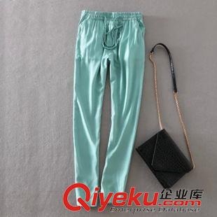 休閑褲 15夏款 外貿(mào)人棉垂感糖果褲 休閑直筒薄款天絲長褲 大碼九分褲原始圖片2